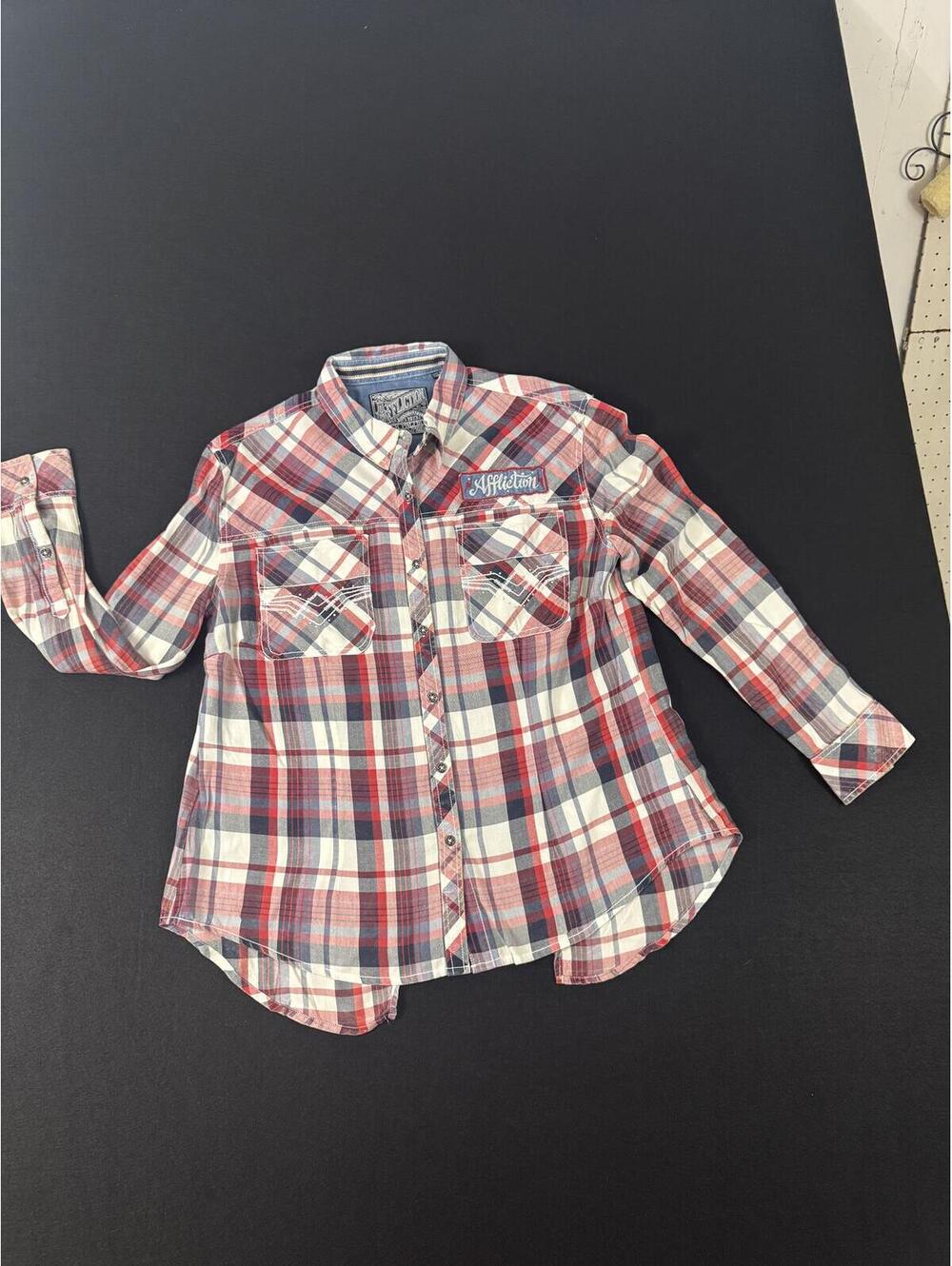 Affliction Women's Plaid Button-Up Shirt Size Large